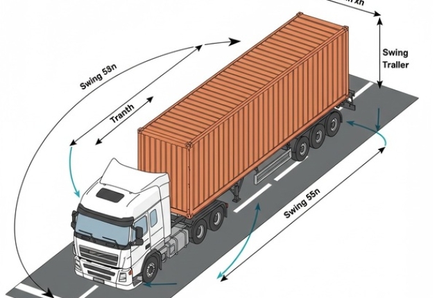 Quy định hiện nay về bán kính quay xe Container